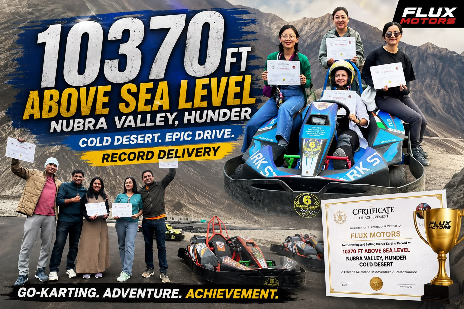 Go-Karting in Ladakh at 10,370 Ft — Flux Motors Delivers Electric & Petrol Go-Karts to Nubra Valley